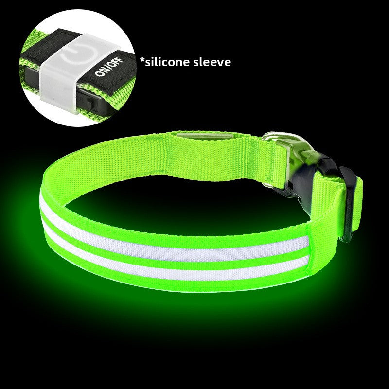 Multicolored glowing dog collar
