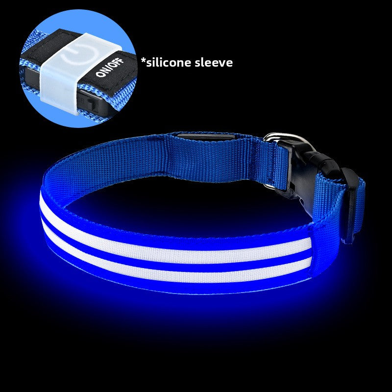 Multicolored glowing dog collar