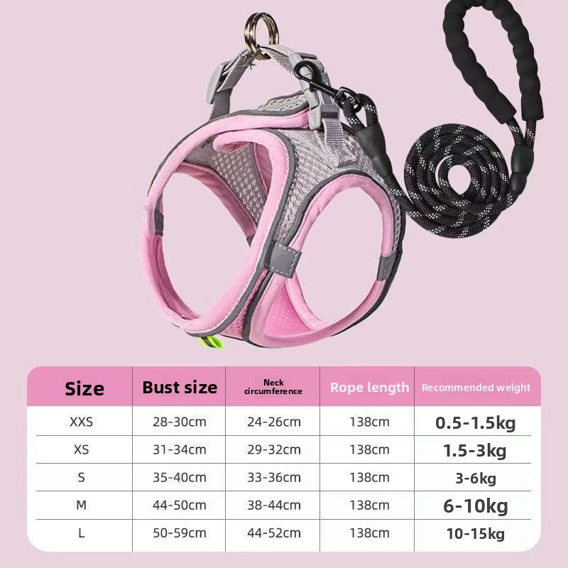 Adjustable Reflective Dog Harness Vest with Leash