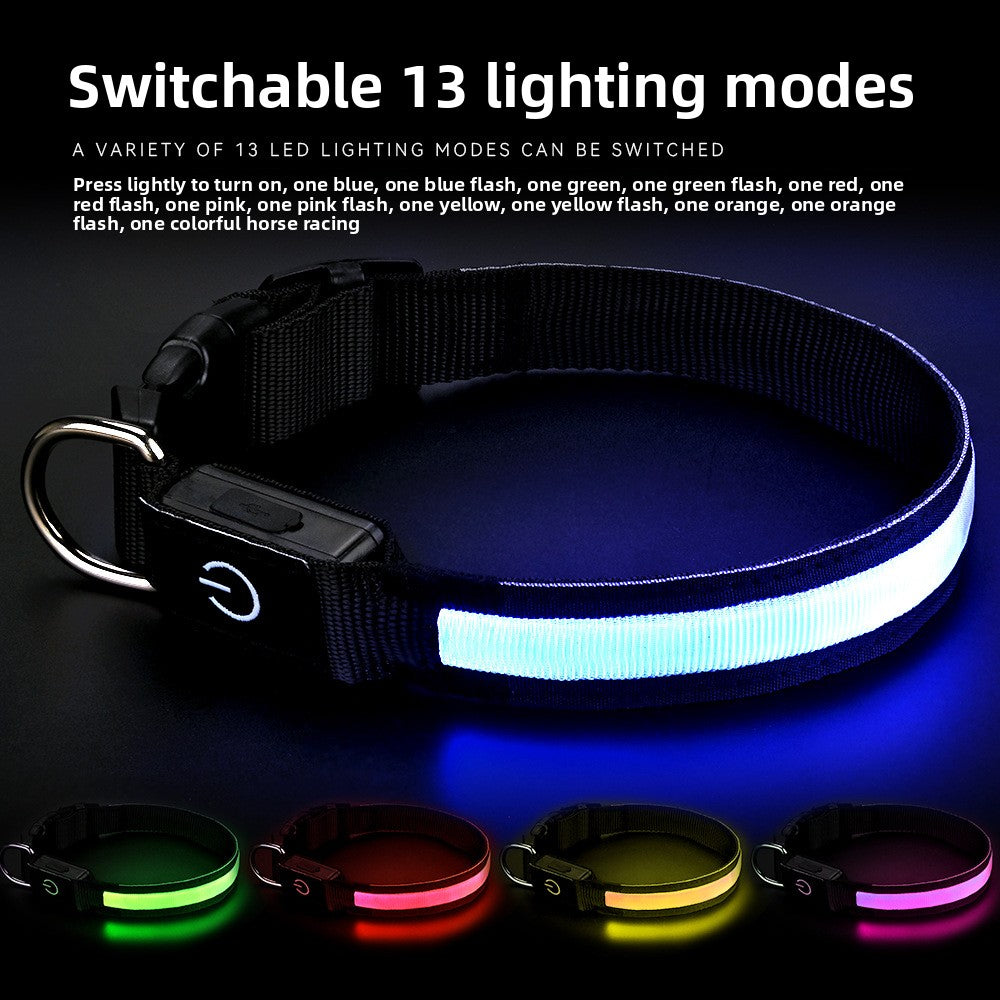 Pet charging and glowing collar
